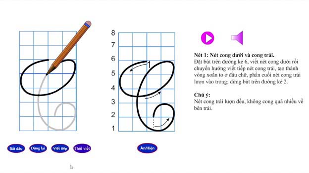 Cách viết chữ C hoa 5 ô ly