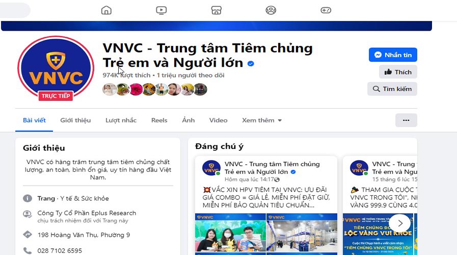 Vào trang Facebook của VNVC để tìm bất cứ thông tin gì bạn muốn
